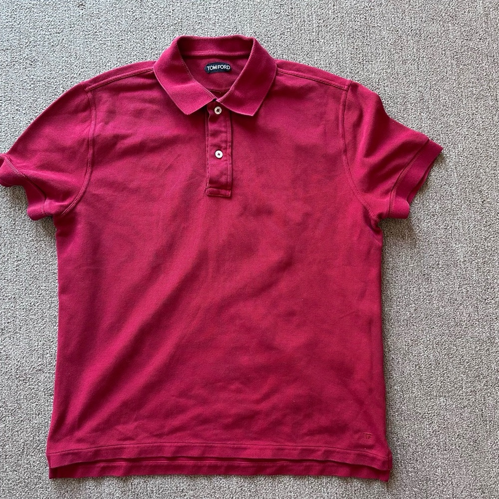 Tom Ford Classic Fit Red Men’s Short Sleeve Polo Shirt Size 56